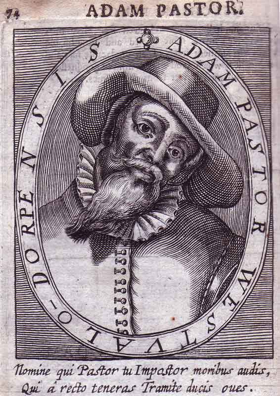 Engraving of Adam Pastor in a 1655 book